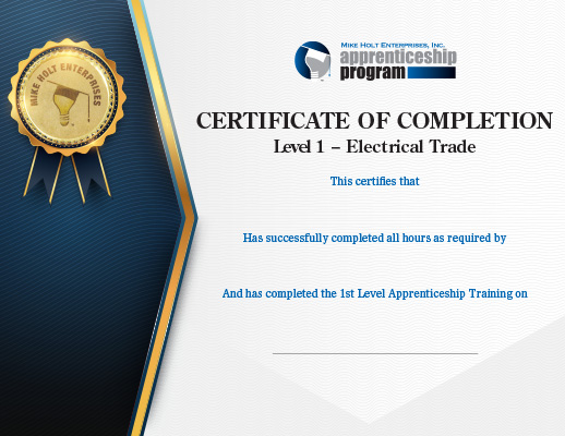 Certificate of Completion for Level 1